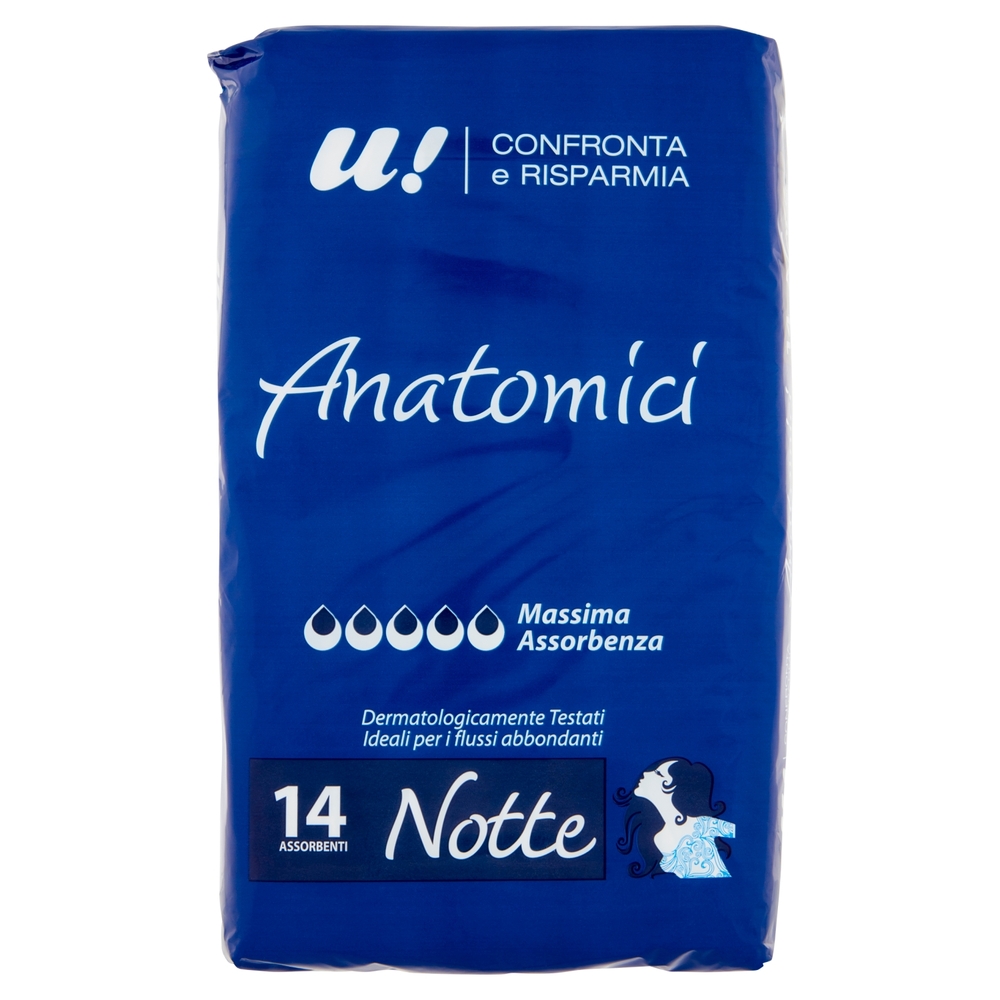 14 Assorbenti Anatomici Notte U! Confronta e Risparmia